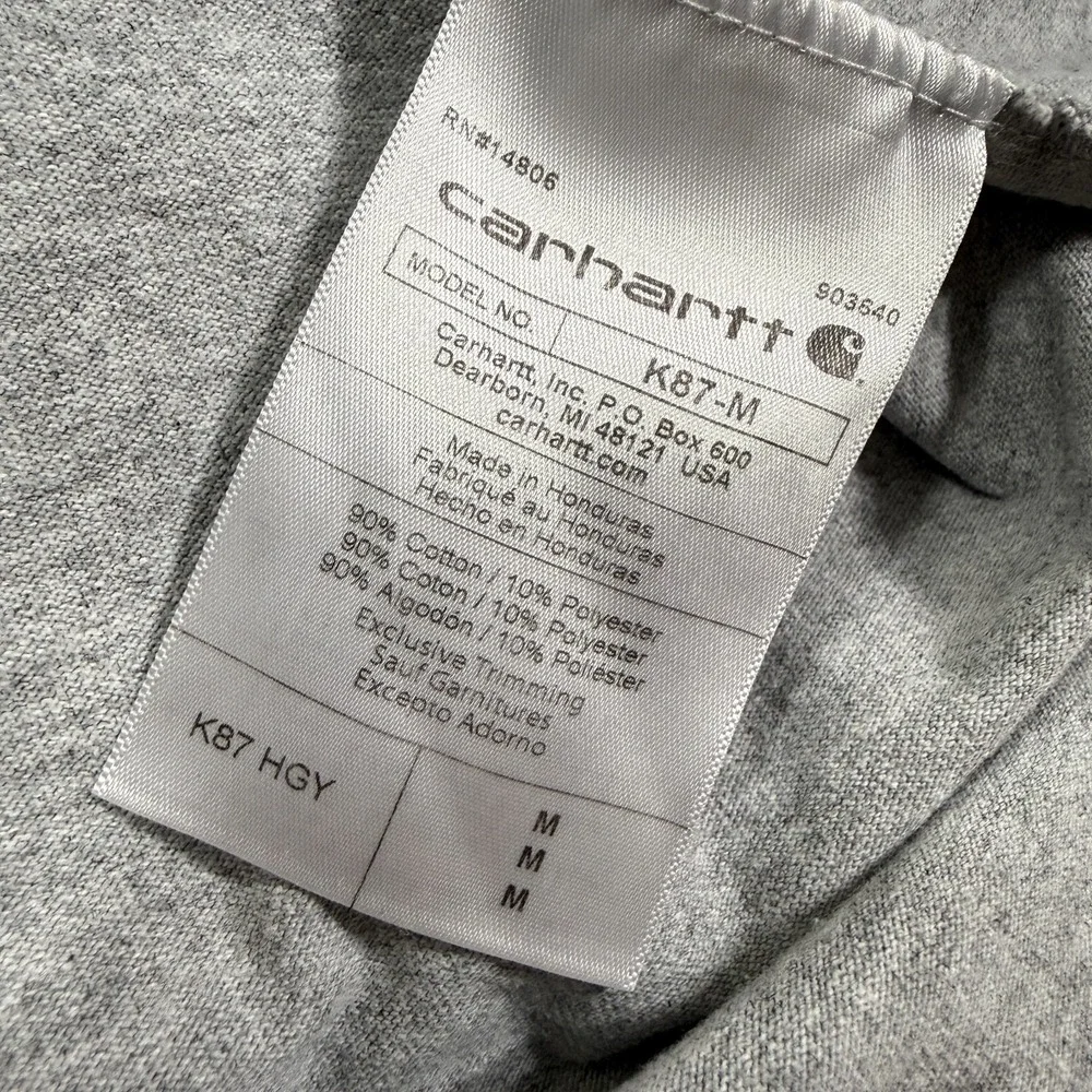 Carhartt Shirt Mens M Gray Loose Fit Pocket Short Sleeve Cotton Heavyweight Work